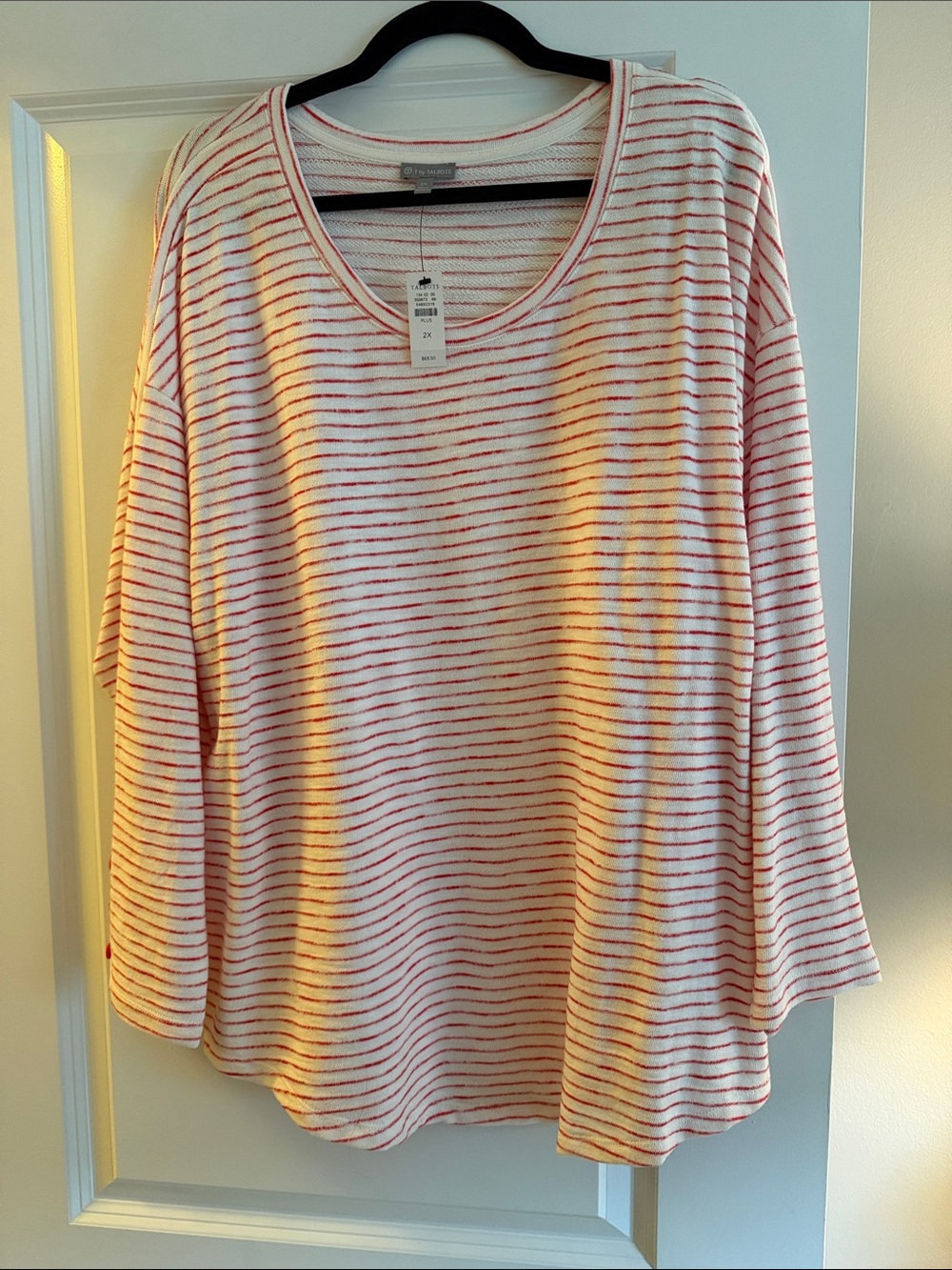 Talbots Pink and White Striped Long Sleeve Tee